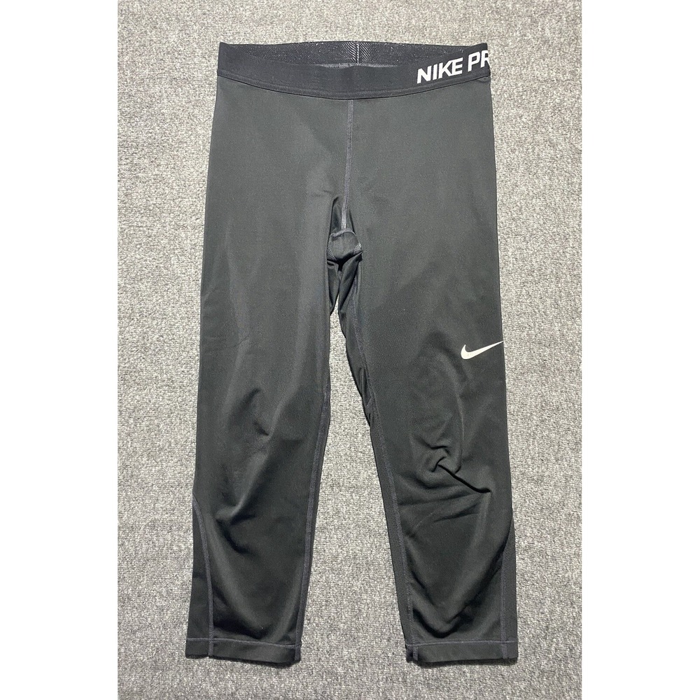 NIKE Pro Dri-Fit Leggings Womens Black Compression Tight Workout - Size Medium